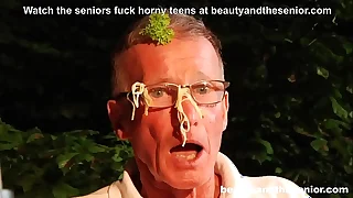 Comme ci escort a&period; rich old grandpa coupled with sucks butler